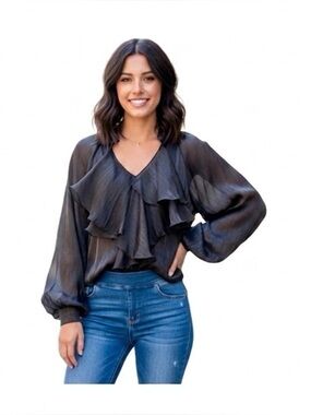 NWT CQ By CQ Black Sheer Blouse